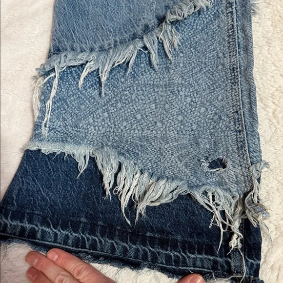 Free People We the Free Distressed Patchwork Flare Jeans Boho Festival Raw Hem - Picture 2 of 11